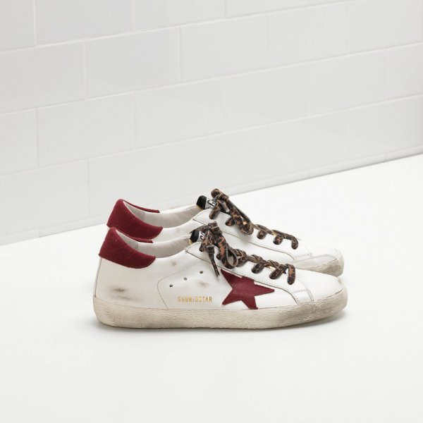 Golden Goose Super Star Burgundy Star in leather White Women