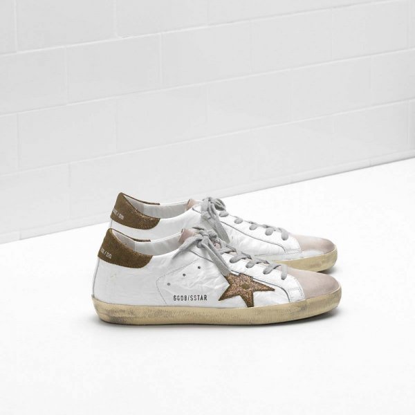 Golden Goose Super Star Sneakers White Gold Metal Men