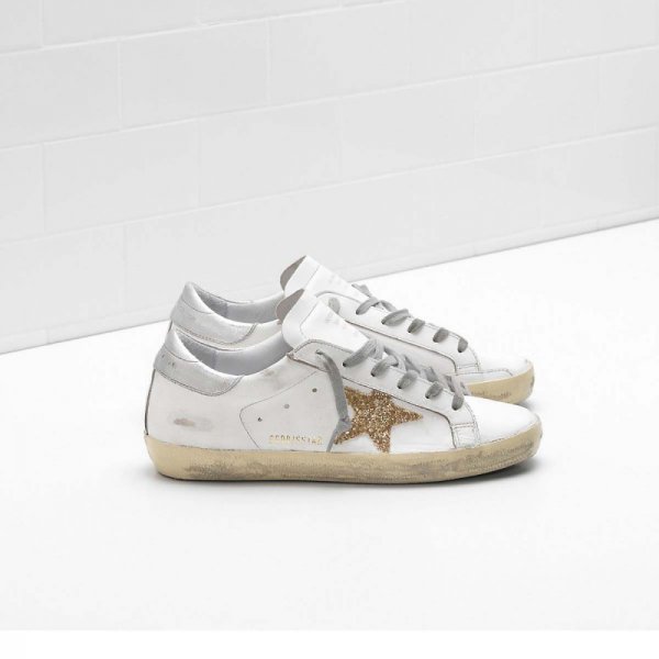 Golden Goose Super Star Sneakers White Gold Sequins Women