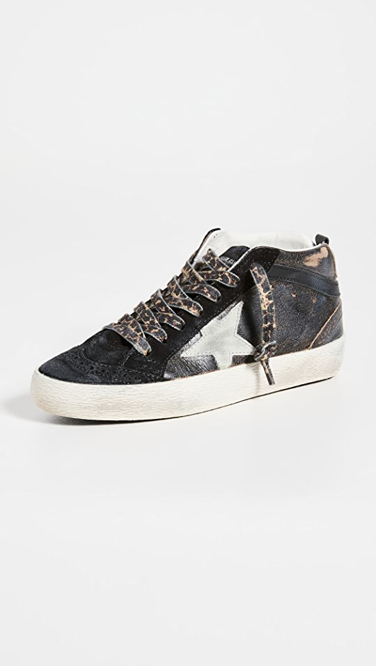 Mid Star Shiny Leather Upper and Spur Suede Sneakers